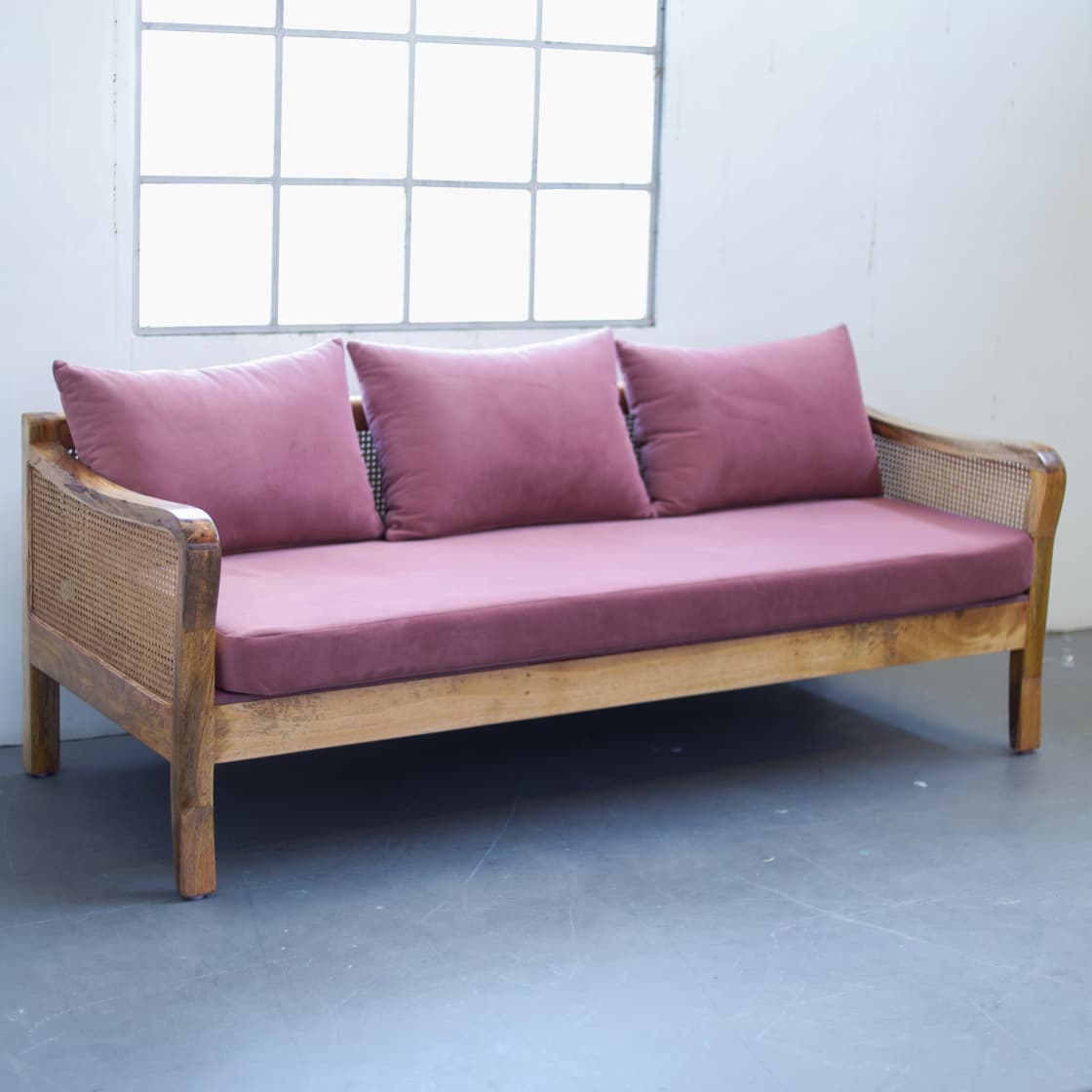 Shreya Three Seater Caned Sofa